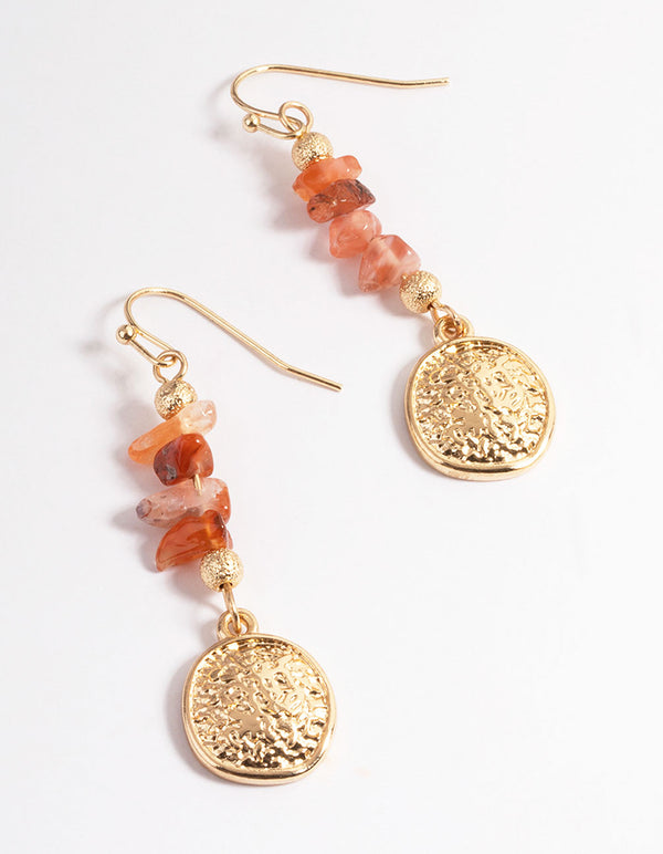 Gold Mixed Shard & Coin Drop Earrings