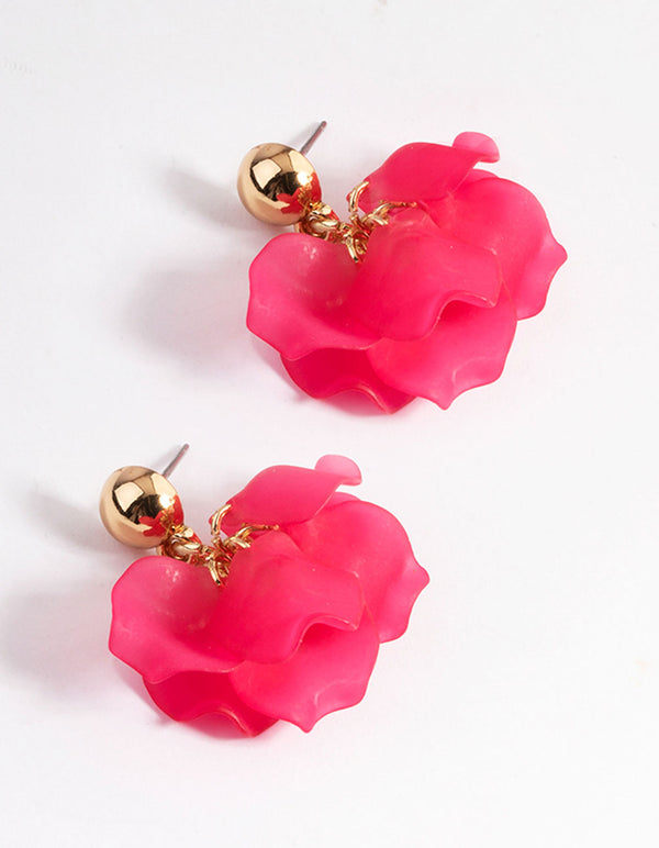 Fuchsia Mini Multi Petal Drop Earrings