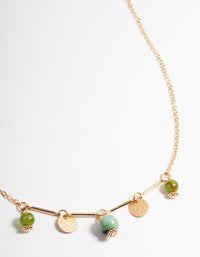 Gold Green Bead & Disc Necklace - link has visual effect only