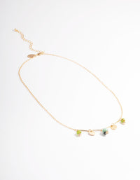 Gold Green Bead & Disc Necklace - link has visual effect only