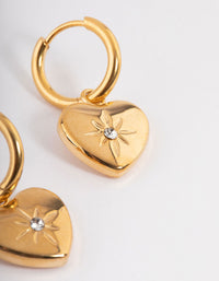 Gold Plated Stainless Steel Diamante Heart Huggie Earrings - link has visual effect only