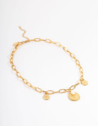 Gold Plated Stainless Steel Coin & Pearl Necklace - link has visual effect only