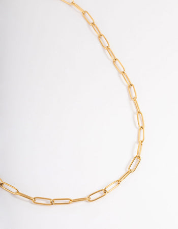 Waterproof Gold Plated Stainless Steel Open Oval Link Necklace - Lovisa