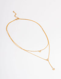 Gold Plated Dainty Two Layer Y Necklace - link has visual effect only