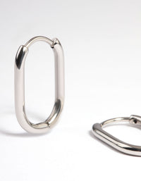 Rhodium Surgical Steel Rounded Rectangle Hoop Earrings - link has visual effect only