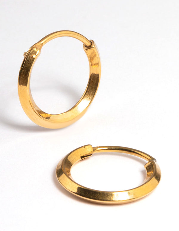 Gold Plated Surgical Steel Bevelled Hoop Earrings