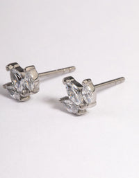 Surgical Steel Cubic Zirconia Trio Marquise Stud Earrings - link has visual effect only