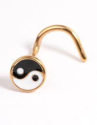 Gold Plated Surgical Steel Heart & Yin Yang Nose Pack - link has visual effect only