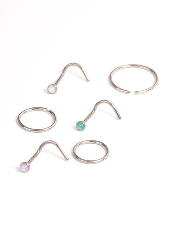 Titanium Blue Pastel Nose Stud 6-Pack