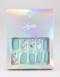 Blue Butterfly Press On Nails - link has visual effect only