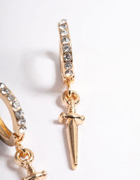 Gold Mini Dagger Huggie Earrings - link has visual effect only