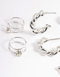 Silver Croissant Hoop Earrings 4-Pack - link has visual effect only