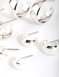 Silver Basic Flat Hoop Earrings 4-Pack - link has visual effect only