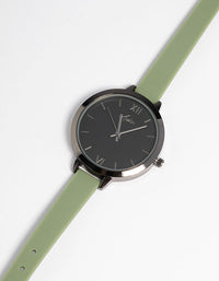 Gunmetal Skinny Faux Leather Watch - link has visual effect only