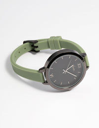 Gunmetal Skinny Faux Leather Watch - link has visual effect only