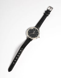 Silver Astrology Diamante Faux Leather Watch - link has visual effect only