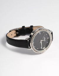 Silver Astrology Diamante Faux Leather Watch - link has visual effect only