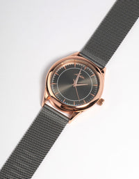 Rose Gold Grey Coated Mesh Strap Watch - link has visual effect only