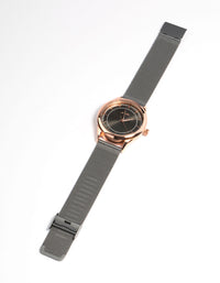 Rose Gold Grey Coated Mesh Strap Watch - link has visual effect only