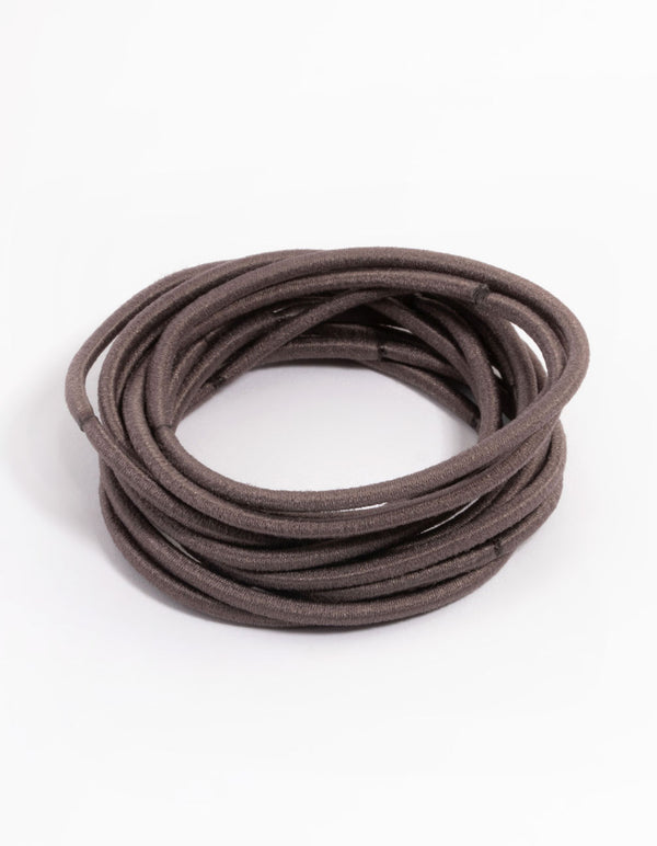 Brown Fabric Basic Thin Hair Ties 12-Pack