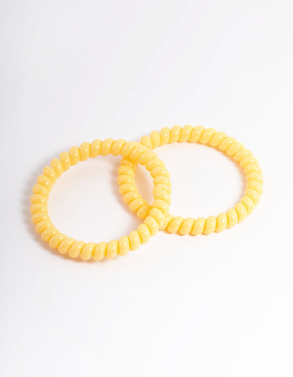 Yellow Plastic Narrow Hair Spiral Pack