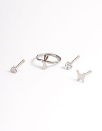 Surgical Steel Butterfly & Bee Nose Stud 4-Pack - link has visual effect only