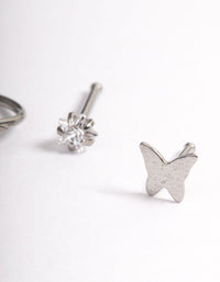 Surgical Steel Butterfly & Bee Nose Stud 4-Pack - link has visual effect only