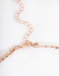 Rose Gold Pearly Mixed Triple Row Chain Necklace - link has visual effect only