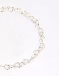 Sterling Silver Linked Heart Bracelet - link has visual effect only