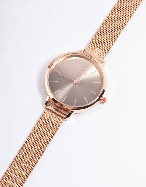 Rose Gold Ombre Sun Ray Mesh Watch