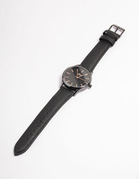 Rose Gold Texture Black Leather Basic Watch - link has visual effect only