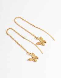 Gold Plated Stainless Steel Butterfly Thread Through Earrings - link has visual effect only