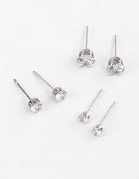 Waterproof Waterproof Stainless Steel Cubic Zirconia Stud Earrings Pack - link has visual effect only