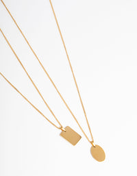 Waterproof Gold Plated Stainless Steel Disc Pendant Necklace Pack - link has visual effect only