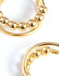 Gold Plated Ball Plain Double Hoop Earrings - link has visual effect only