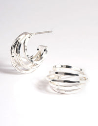 Silver Plated Layer Flat Triple Hoop Earrings - link has visual effect only