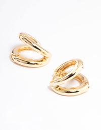 Gold Plated Double Layer Huggie Earrings - link has visual effect only