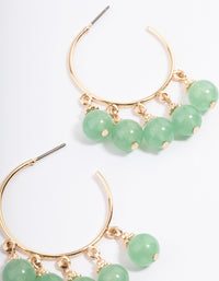 Gold Green Aventurine Beaded Hoop Earrings - link has visual effect only