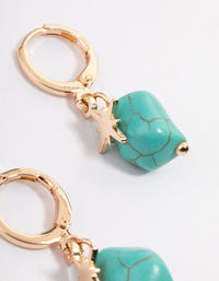 Gold Turquoise Star Huggie Earrings - link has visual effect only