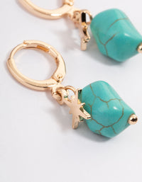 Gold Turquoise Star Huggie Earrings - link has visual effect only