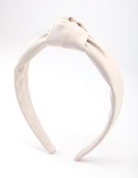 Cream Fabric Faux Leather Large Knot Headband - link has visual effect only