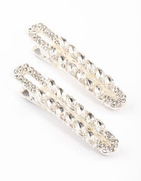 Silver Mixed Navette Diamante Hair Clips Pack - link has visual effect only