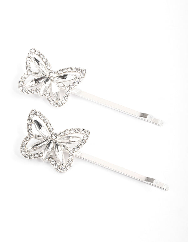 Silver Butterfly Slide Claw Clip Pack