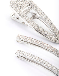 Silver Diamante Mixed Slide Claw Clip Pack - link has visual effect only