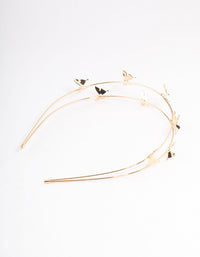 Gold Double Row Dainty Butterfly Headband - link has visual effect only