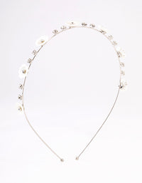 Silver Pearly Diamante Flower Headband - link has visual effect only