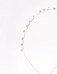 Silver Pearly Diamante Flower Headband - link has visual effect only