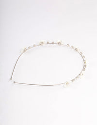 Silver Pearly Diamante Flower Headband - link has visual effect only