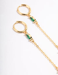 Gold Plated Stainless Steel Double Stone Drop Earrings - link has visual effect only