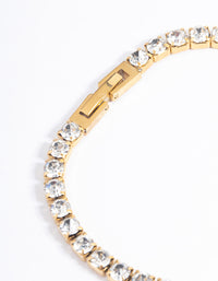 Gold Plated Stainless Steel Diamante Tennis Bracelet - link has visual effect only